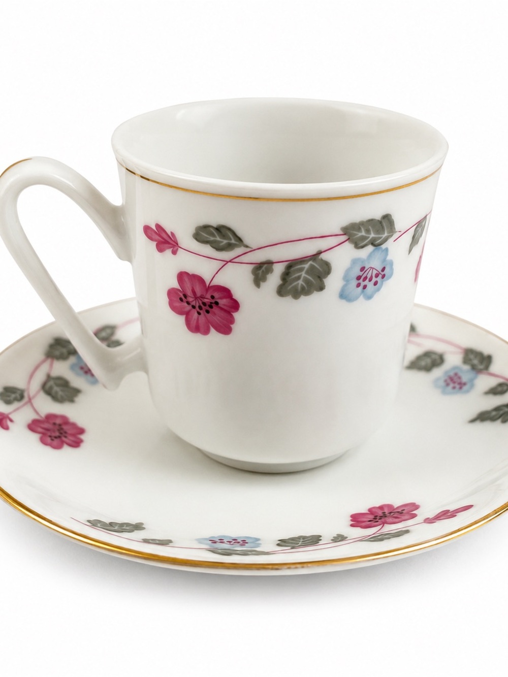 Vintage Porcelain Demitasse Cup & Saucer Floral Gold Trim